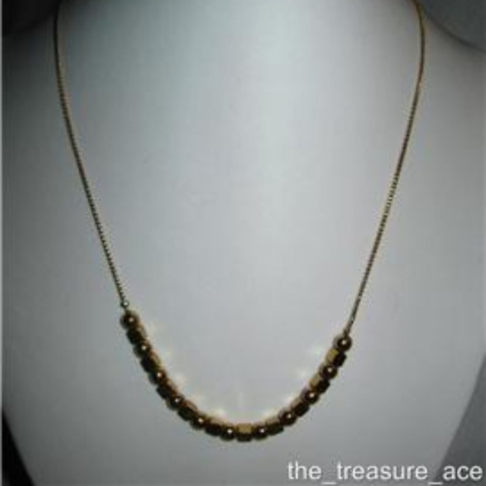 New Gold Tone Beaded Necklace 18"